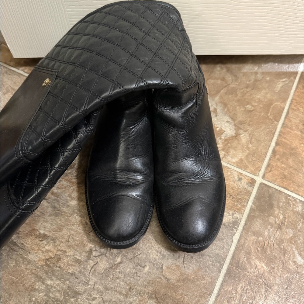 Tory Burch Black Quilted Leather Boots - Picture 4 of 4